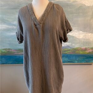 Wonderly Charcoal Textured V-Neck Dress. Size XL. Super comfortable